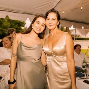 Wedding Satin Champagne colored dress size 8 perfect condition!